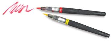 Pentel GFL Colour Brush pennello inchiostro base acqua, 6 pezzi